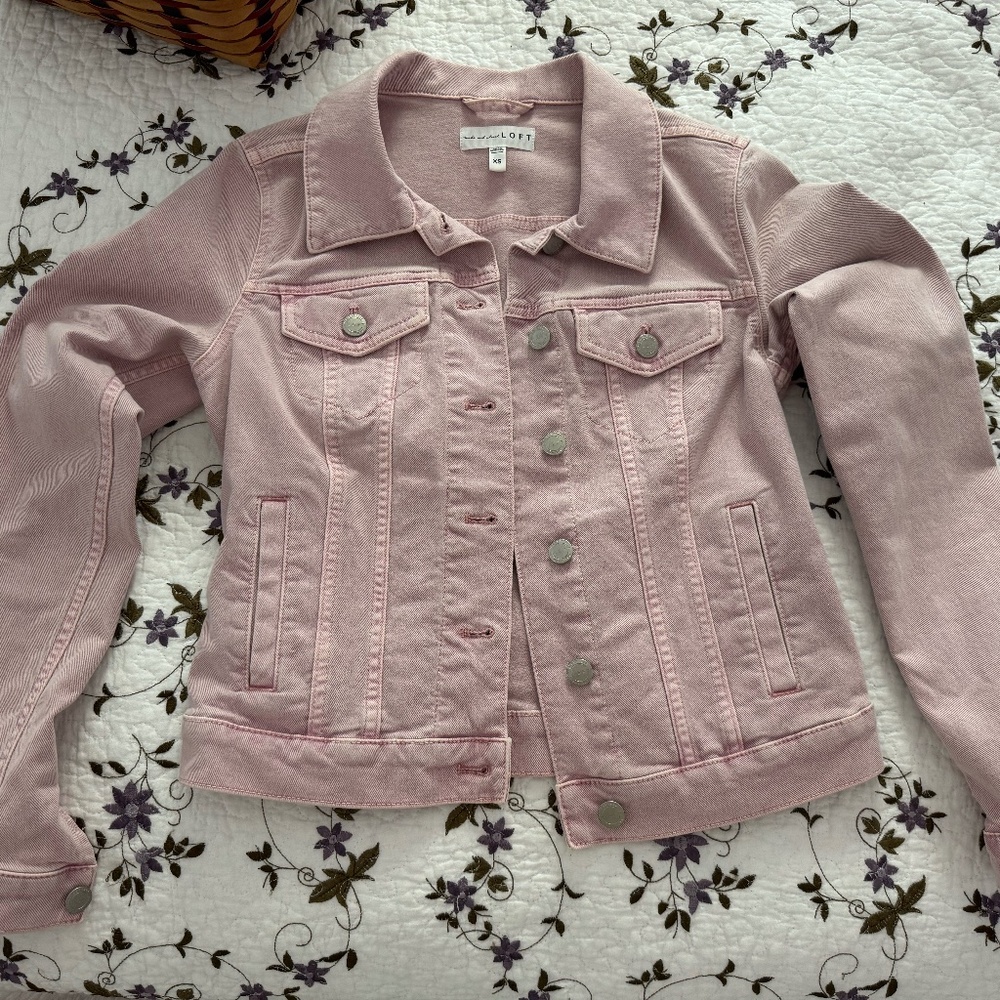 Loft Pink Denim Jacket Like New Size XS